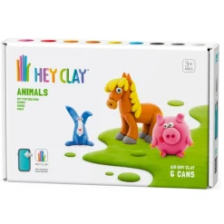 Hey Clay Boetseerklei Animals Piggy, Horse, Rabbit (6St)