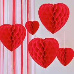 Honeycomb Hart Rood (5St) Be Mine Ginger Ray