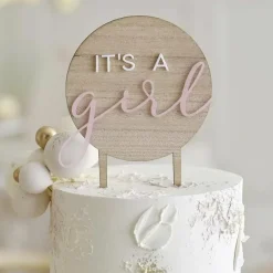 Houten Taarttopper It'S A Girl Teddy Bear Ginger Ray