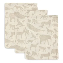 Jollein Hydrofiele Washandjes Animals Nougat (3St)