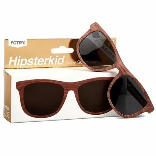 Kinderzonnebril Wayfarer Golds Hout (0-2J) Hipsterkid