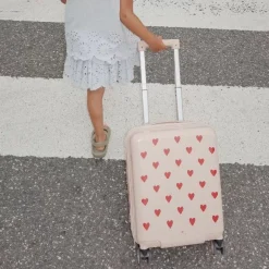Konges Slojd Kinderkoffer Hearts - Lichtroze Trolley Met Hartjes