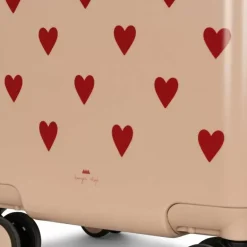 Konges Slojd Kinderkoffer Hearts - Lichtroze Trolley Met Hartjes
