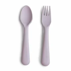 Mushie Bestek Vork En Lepel Soft Lilac