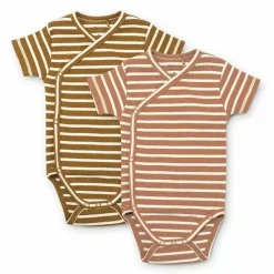 Overslagrompers Korte Mouw Hali Stripe Rose Liewood