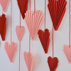 Paper Fans Hart Rood Roze (16St) Be Mine Ginger Ray