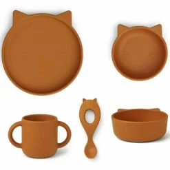 Siliconen Baby Serviesset Vivi Cat Mustard Liewood
