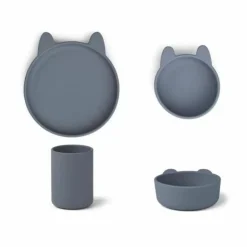 Siliconen Peuterserviesset Cyrus Rabbit Whale Blue Liewood