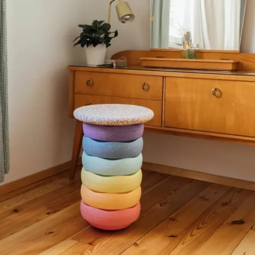 Stapelstein Stapelstenen Pastel Rainbow + Balansbord