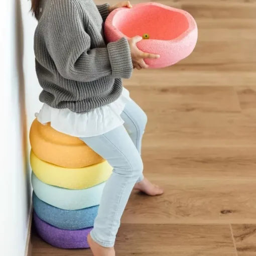 Stapelstein Stapelstenen Pastel Rainbow + Balansbord