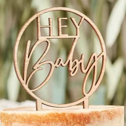 Taarttopper Hey Baby Hout Botanical Baby (4St) Ginger Ray