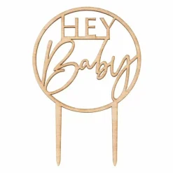 Taarttopper Hey Baby Hout Botanical Baby (4St) Ginger Ray